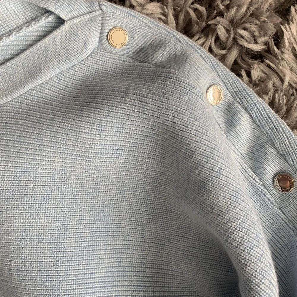 White House Black Market NWT Boat Neck Snap Tunic Sweater Heather Indigo Sz XS - Picture 5 of 7